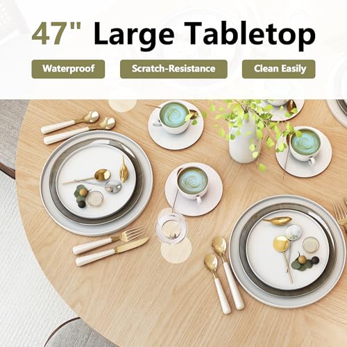 47 inch Round Dining Table with Storage Shelf (Walnut) N502088