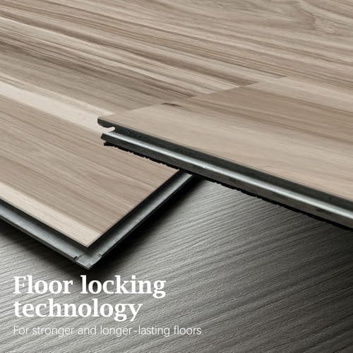 Interlocking Luxury Vinyl Flooring Wood-Look Planks SPC Rigid Core Waterproof Hickory Q852539
