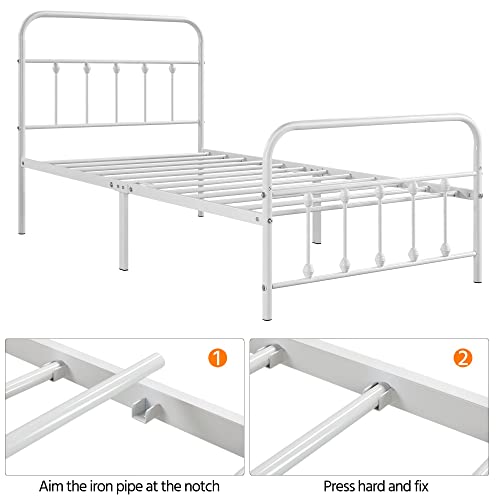 Yaheetech Classic Metal Platform Bed Frame with Victorian Headboard, Full Size Black T81083