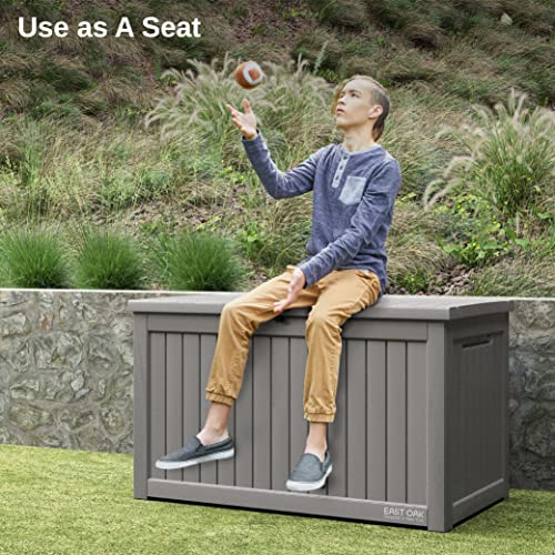 EAST OAK 60 Gallon Waterproof Outdoor Storage Box, Grey A4870