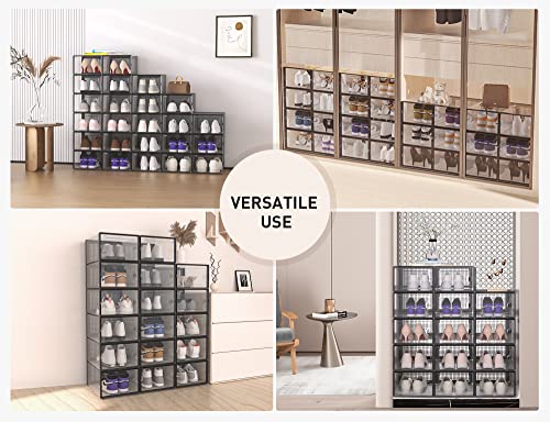 Kuject X-Large Clear Plastic Stackable Shoe Storage Boxes, 12 Pack, Blue Y142131