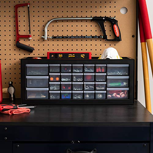 IRIS USA Plastic Drawer Storage Organizer, 24-Drawer Cabinet for Crafts Hardware Tools - Black I685821