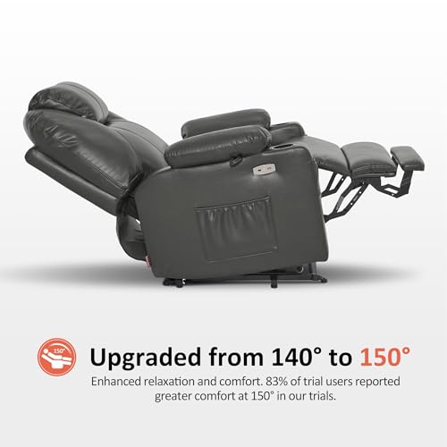 MCombo Power Lift Recliner Chair for Elderly with Heat and Massage, Faux Leather, Black V60394