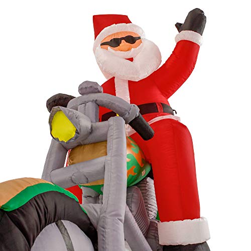 Inflatable Santa on Motorcycle Christmas Decoration 7.5FT LED Lighted L8441