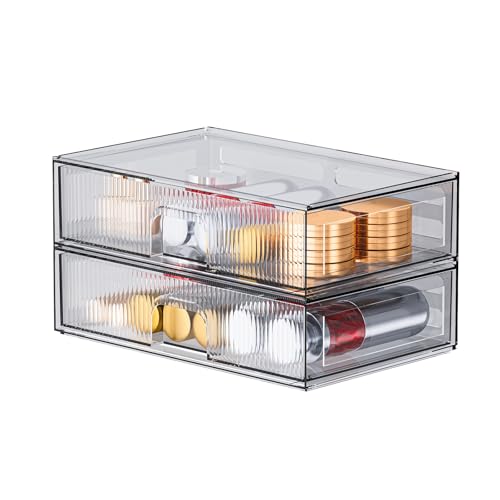 ZHIAI 3 Pack Clear Stackable Acrylic Cosmetic Organizer with Drawers N472