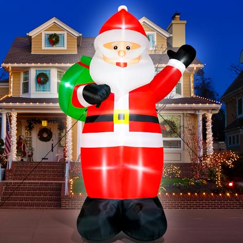 Giant Inflatable Santa Claus with LED Lights Outdoor Christmas Decorations W1618