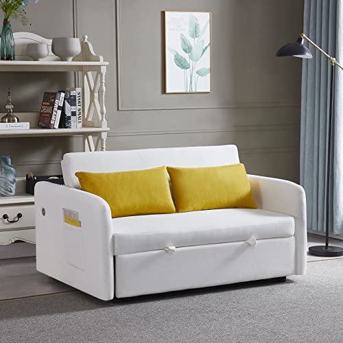 Velvet Tufted Futon Sofa Bed with Adjustable Backrest O99053