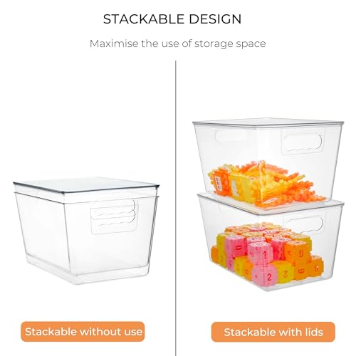 6 Pack Clear Stackable Storage Bins with Lids for Kids Toys J28474