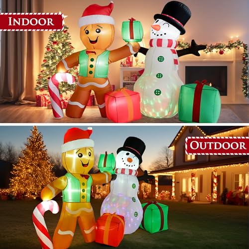 COOLWUFAN 6 FT Christmas Inflatables Santa Claus with Gifts Bag, LED Lights Outdoor Yard Decoration T979