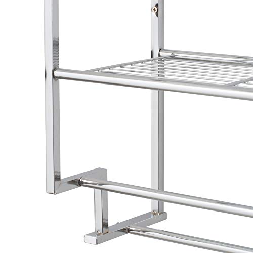 Chrome 2 Tier Wall Mount Bathroom Rack with Towel Bars Y98049