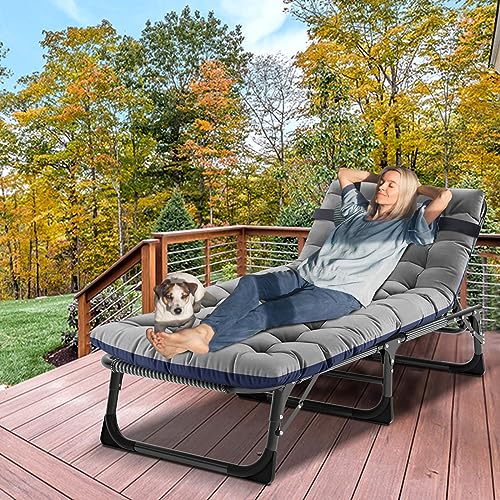 Portable Folding Camping Cot, Adjustable Reclining Chaise with Pillow U54731