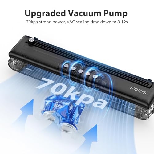 KOIOS Vacuum Sealer Machine with Cutter, Dry & Moist Modes, 10 Bags & Hose M9757