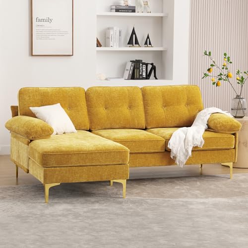 L Shaped Couch Small Sectional Sofa with Reversible Chaise, Blue W543695