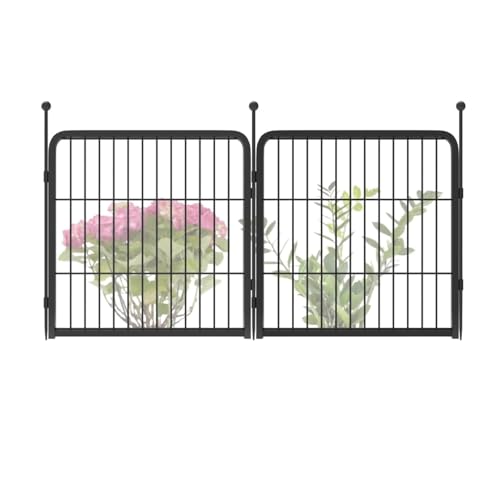 FXW Garden Fence 40in x 36ft, 16 Panels Decorative Metal Dog Fence for Yard, Black J952