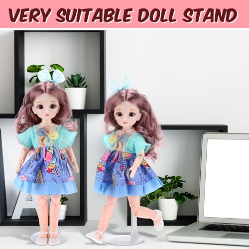 24 Pcs Adjustable Doll Stands for 8"-12" Action Figures (White, Silver) K3185