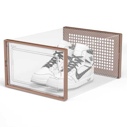 Kuject X-Large Clear Plastic Stackable Shoe Storage Boxes, 12 Pack, Blue Y142131