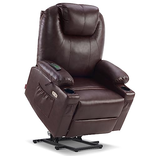MCombo Power Lift Recliner Chair for Elderly with Heat and Massage, Faux Leather, Black V60394