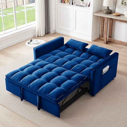 3-in-1 Convertible Velvet Sofa Bed with Adjustable Back, Storage Bag and Pillow G466