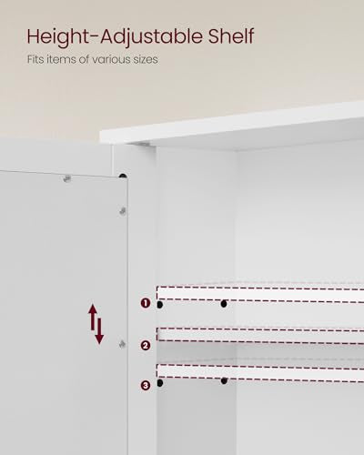 VASAGLE Bathroom Cabinet with Mirror, 2 Doors, Adjustable Shelf, Wall-Mounted, Dove Gray G97972