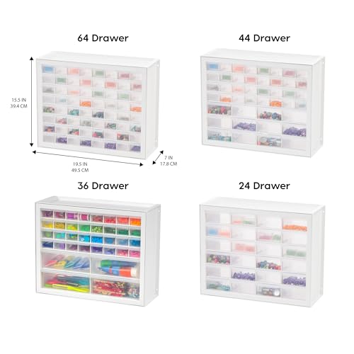 IRIS USA Plastic Drawer Storage Organizer, 24-Drawer Cabinet, White L6685