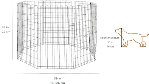 Amazon Basics Foldable Octagonal Metal Dog Playpen, Extra Large, Black G18040