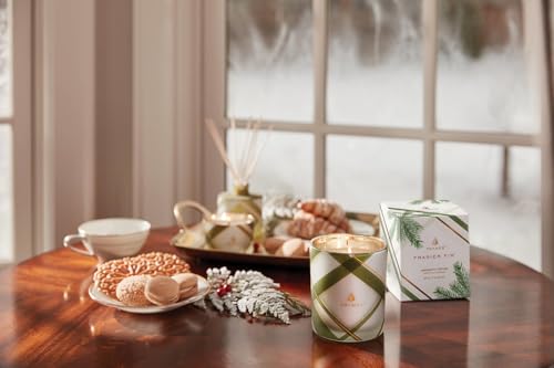 Thymes Frasier Fir Candle – Frosted Plaid Jar – Scented Holiday Candle (6.5 oz) D710