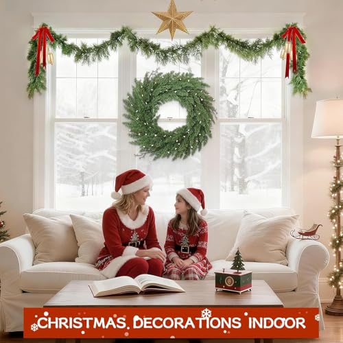 22 Inch Real Touch Norfolk Pine Christmas Wreath for Front Door P28637