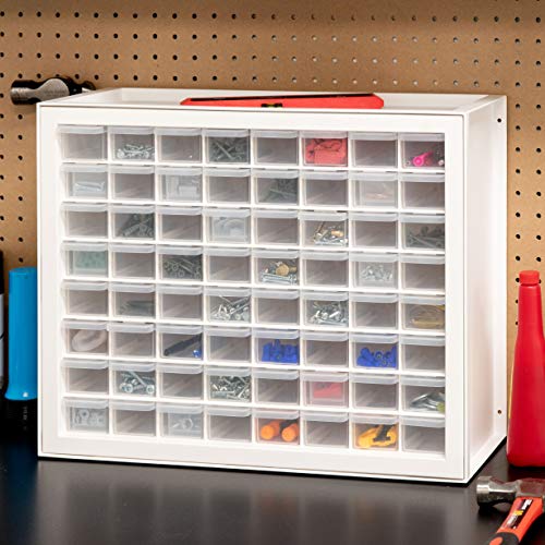 IRIS USA Plastic Drawer Storage Organizer, 24-Drawer Cabinet, White L6685