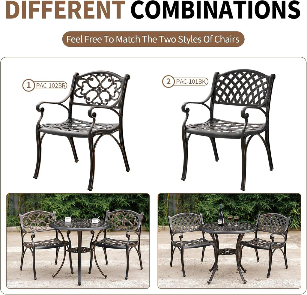 Outdoor Round Patio Dining Table with Umbrella Hole, Metal Black I91259