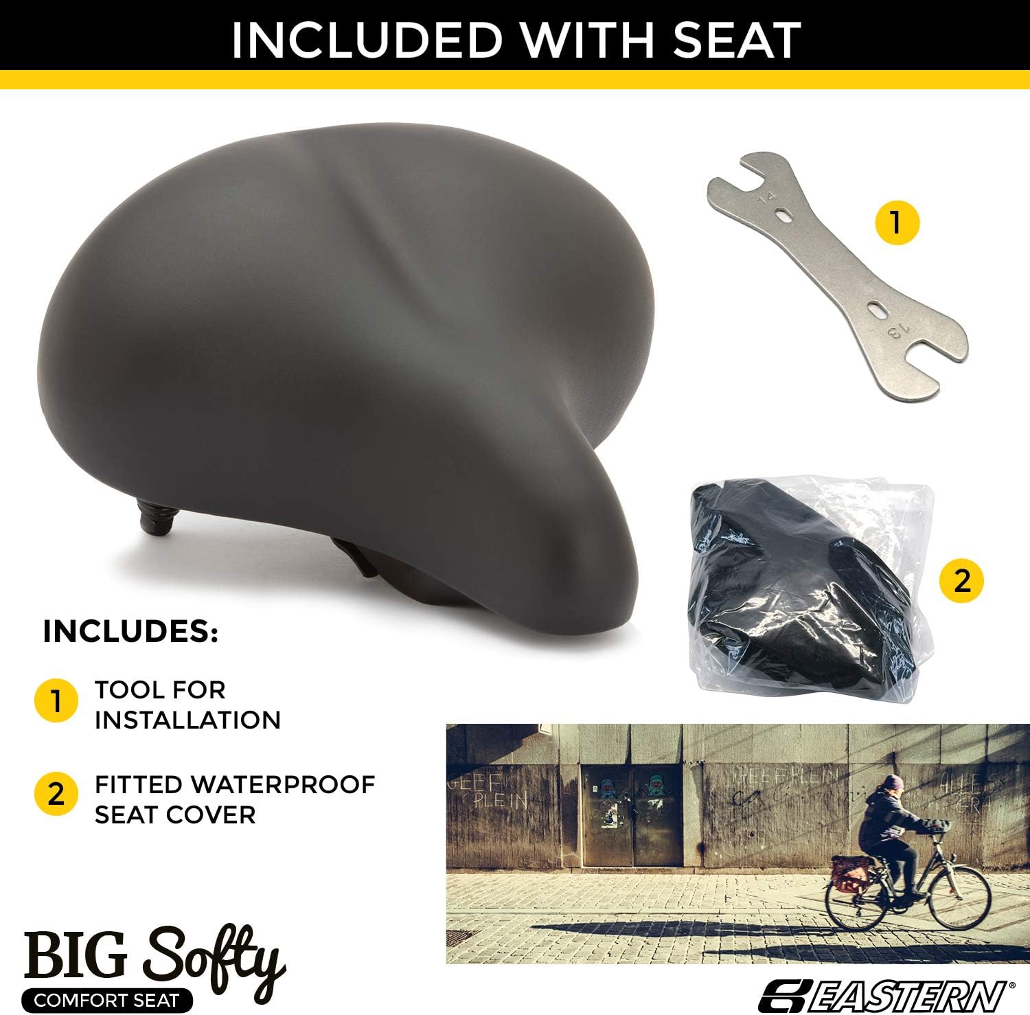 Big Soft Cushion Bike Seat for Seniors Indoor Spin Stationary Exercise Bikes O78650