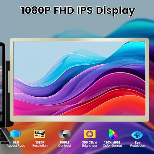 Laptop Screen Extender 15.6" Portable Monitor with 120% sRGB, FHD IPS & USB to HDMI Hub L477181