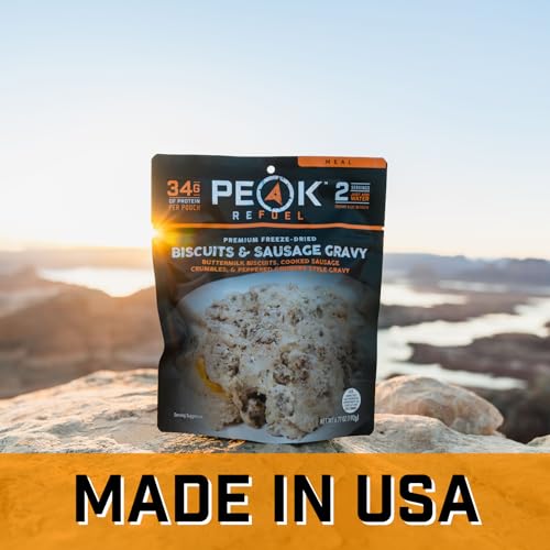 Peak Refuel Biscuits and Gravy Freeze Dried Camping Food, 2 Serving Pouch G894