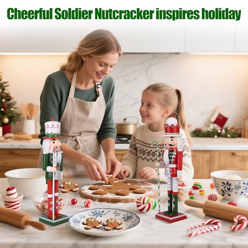 Wooden Christmas Soldier Nutcracker Decorations 15 Inch Green P2656