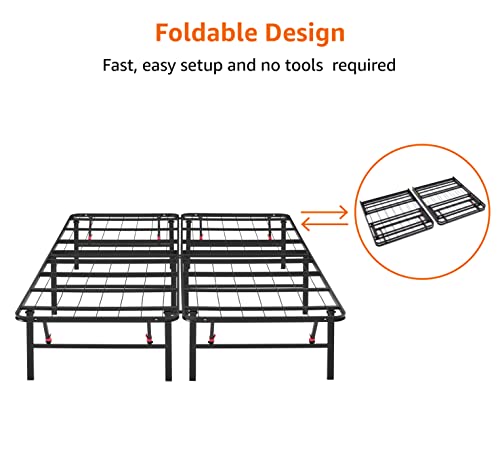 Amazon Basics Foldable Metal Bed Frame with Storage, Full Size, Black A770