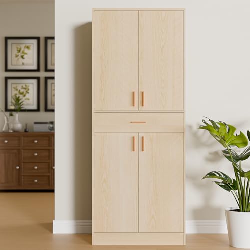 Cozy Castle Kitchen Pantry Storage Cabinet 71" Tall 4 Doors Oak U2244
