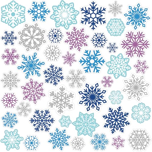 Pickmesh 45 Pcs Christmas Snowflake Window Gel Clings Removable Reusable U3538