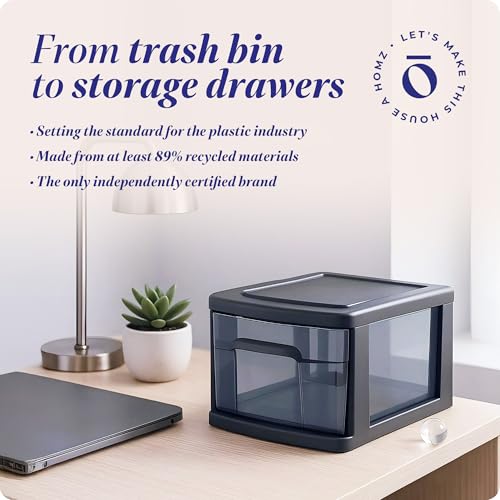HOMZ 2-Pack 1-Drawer Storage Cart, Clear Plastic, White Frame Y898