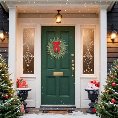 26 in Norfolk Pine Christmas Wreath with Lights, Red Bow and Bell Y2312