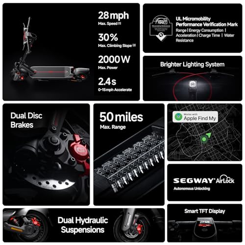 Segway Ninebot Max G3 Electric Scooter, 28 mph, 50 mi Range, 2000W Motor Q5174
