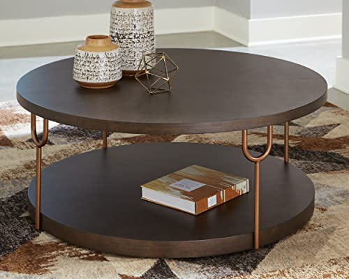 Signature Design by Ashley Ranoka Round 42" Coffee Table, Goldtone Finish O305