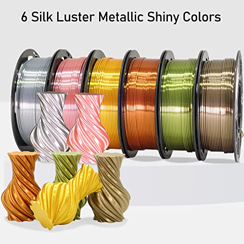 MIKA3D Bicolor Silk PLA 3D Printer Filament Bundle, 1.75mm, 6 Spools V5573