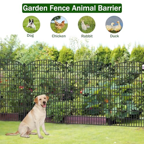 10 Panels No Dig Decorative Garden Fence, Rustproof Metal Dog Fence for Yard U518