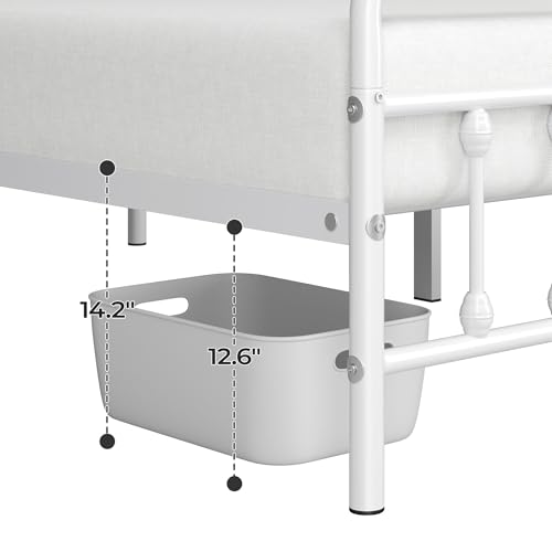 Yaheetech Classic Metal Platform Bed Frame with Victorian Headboard, Full Size Black T81083