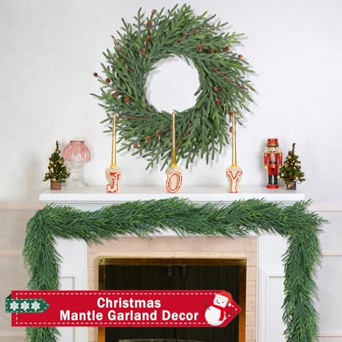 26 Inch Christmas Wreath with Red Berry Artificial Pine Cedar Front Door Decor D349135
