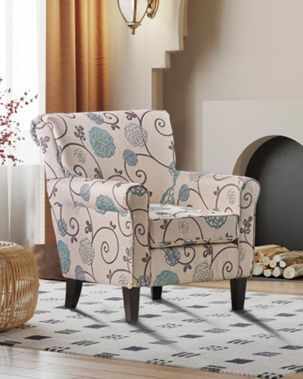 Millies Patterned Fabric Sofa Modern Chic Couch with Wooden Metal Legs V669