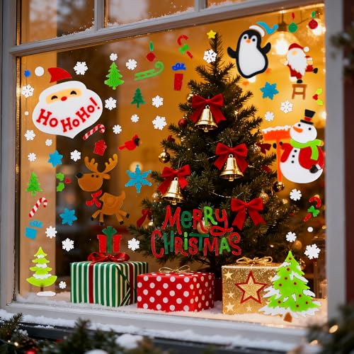 Christmas Window Clings Gel Snowflake Snowman 6-Piece Set F295752
