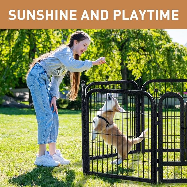 Metal Dog Playpen 40 Inch Height 16 Panels Indoor Outdoor Black-Silver W932257