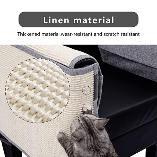 Cat Scratch Furniture Protector for Couch Sofa Chair, Natural Sisal, Light Gray Left N516