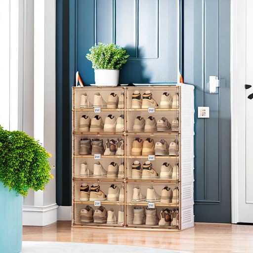Portable Shoe Rack Organizer with Magnetic Clear Door, 7 Tiers V663