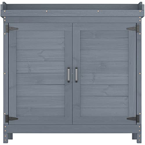 Outdoor Wooden Storage Cabinet with Potting Bench, Natural F921